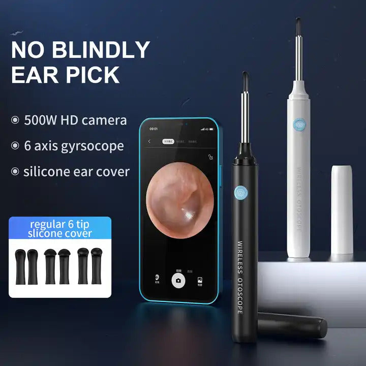 Ear cleaner with app camera removes ear wax and other impurities